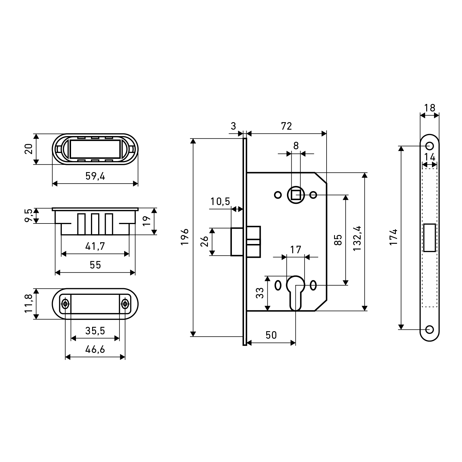 АЛЛЮР АРТ 5300-MC SC мат.хром  без ц/м МАГНИТНЫЙ Замок врезной (40)