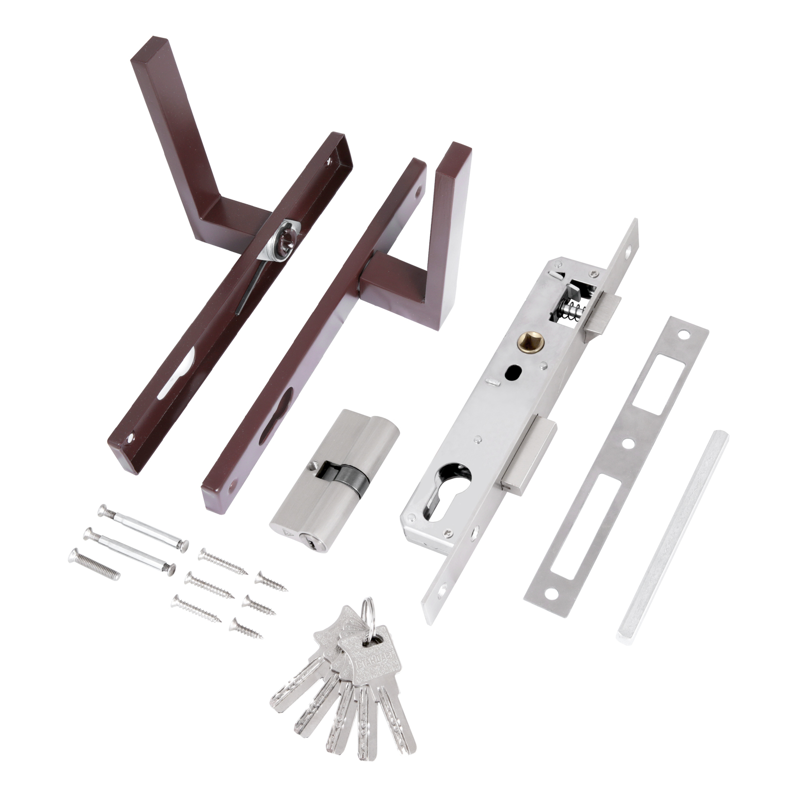 СТАНДАРТ 8520.01.8017 коричневый, ключ-ключ  Замок врезной с/руч  (20)