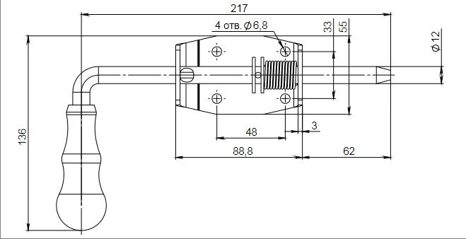 Засов Симеко гаражный ЗГ-210мм (П/А12 ф12мм) (40)