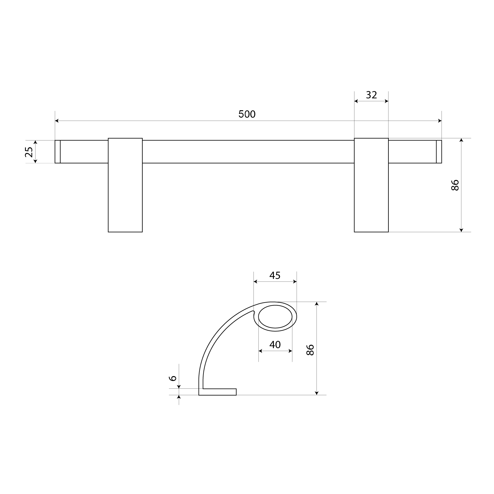 БУЛАТ РС-03.500.7016 антрацит, регулируемая, ручка скоба для аллюм. и ПВХ дверей,(АРД-03)(16)