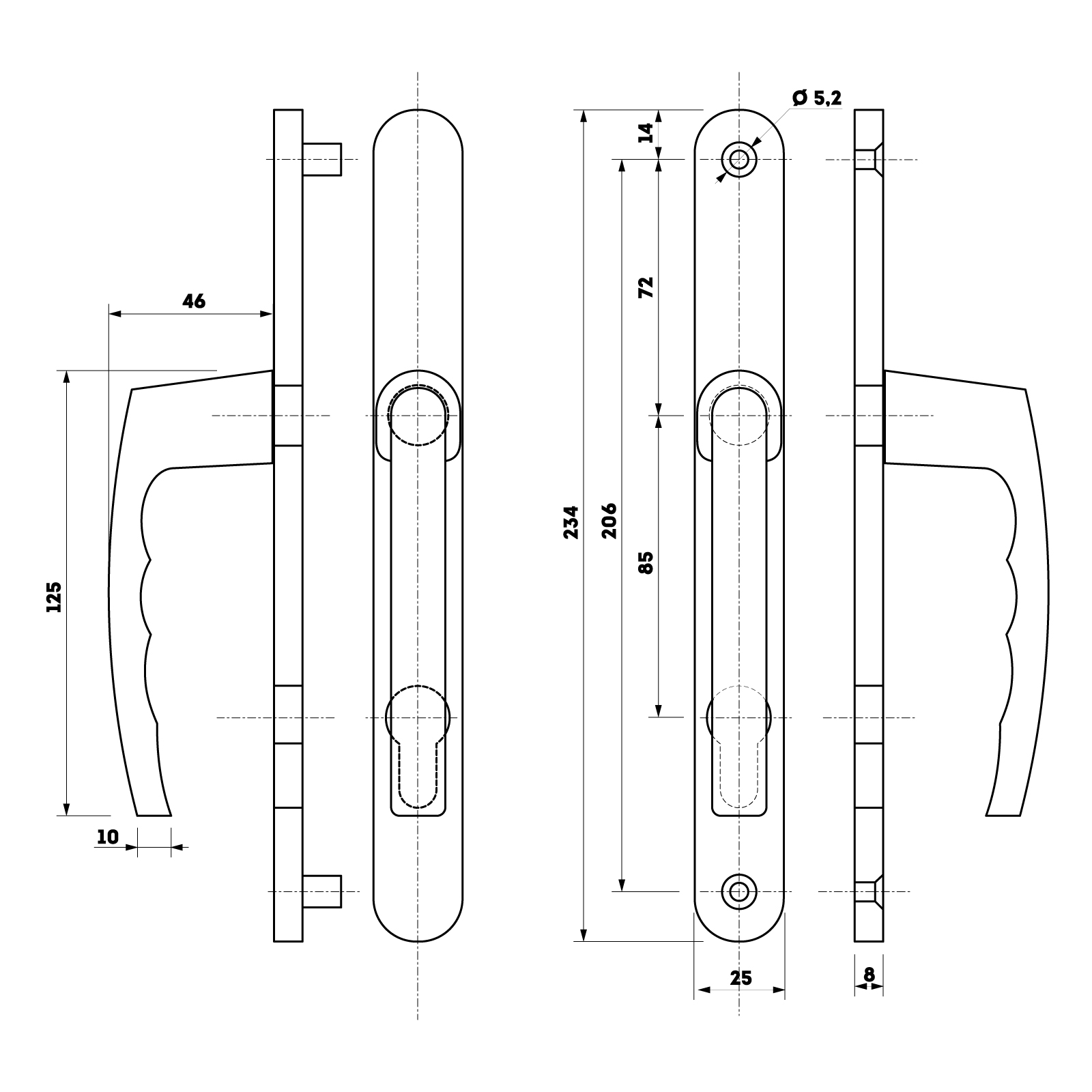 БУЛАТ РФ 85.25.02.7024 УРАЛ графит с пружин. м/о 85 "под пальчики" для узкопр. Комплект ручек (30)