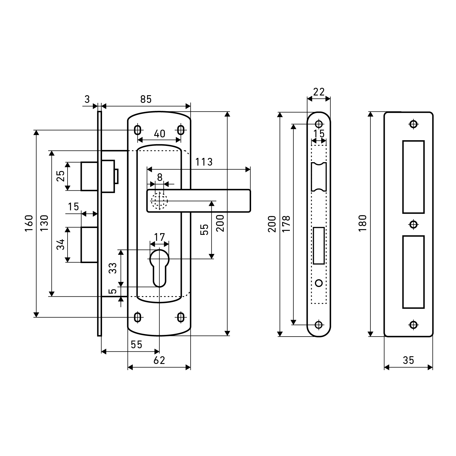 АЛЛЮР ЗВ4-1/55A AB ст.бронза автомат ДЛЯ КАЛИТОК без ц/мех. Замок врезной с/руч (12)