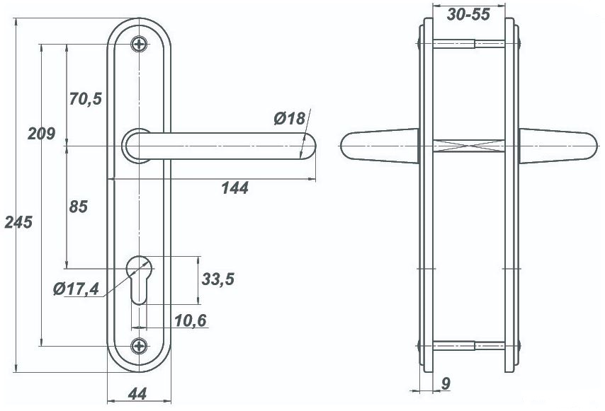 Балашиха НР 0702 для замков ЗВ4 703 /ЗВ4 713 черный Комплект ручек (10)