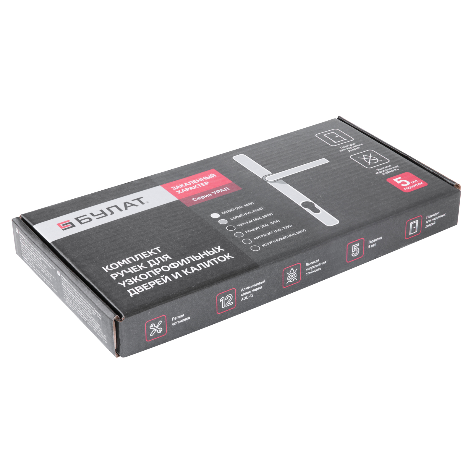 БУЛАТ РФ 85.25.02.7024 УРАЛ графит с пружин. м/о 85 "под пальчики" для узкопр. Комплект ручек (30)