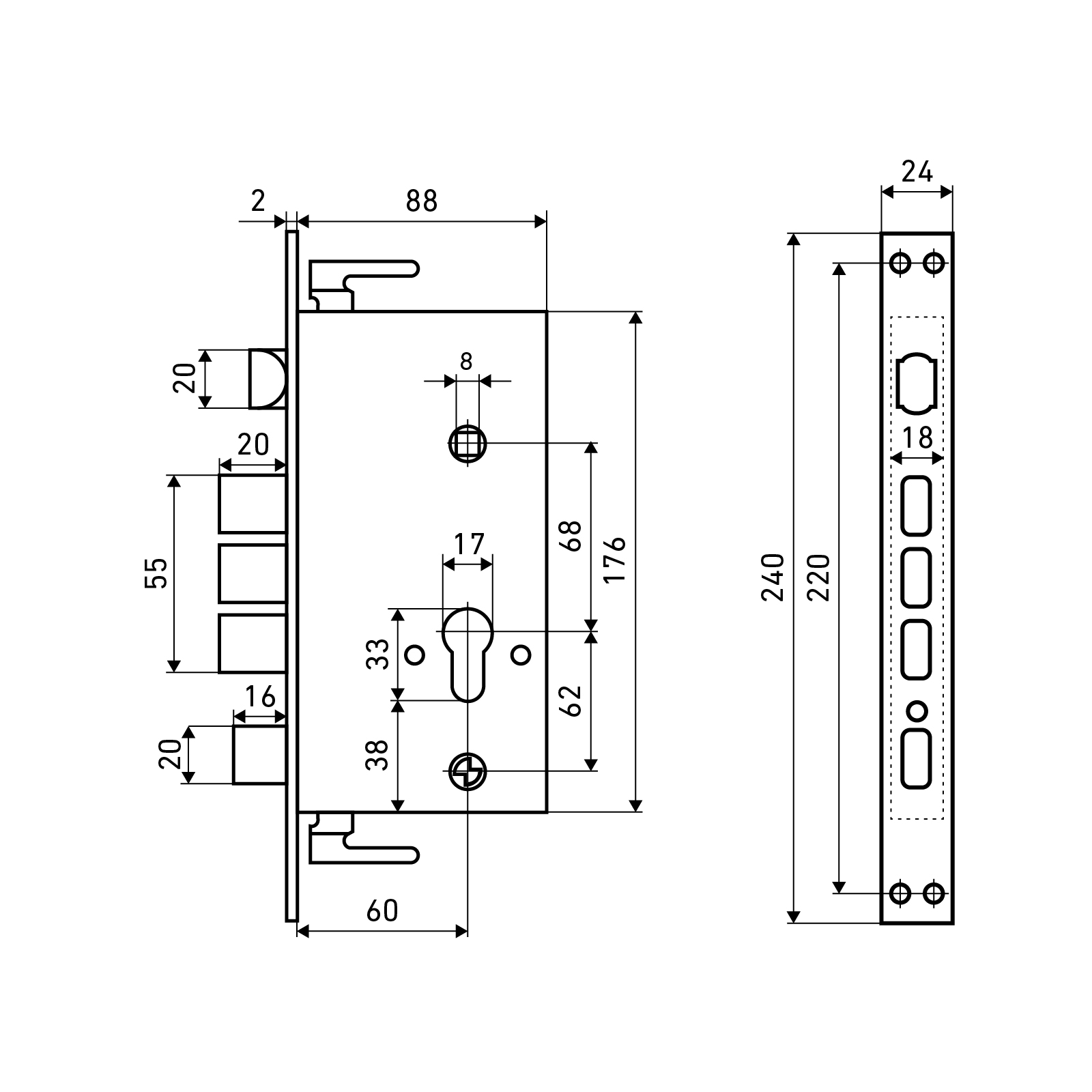 АЛЛЮР ЗВ1-09АТМ-L левый автомат.без ц/мех.б/о для кит.металл.дверей Замок врезной б/руч (20)