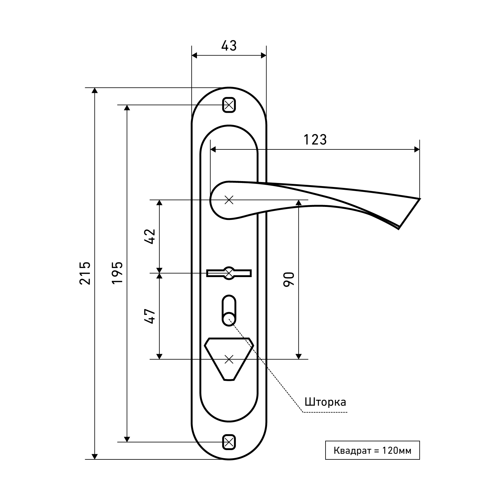 АЛЛЮР 03S CP R прав. для сувальдных замков м/о 42 мм Комплект ручек (20)