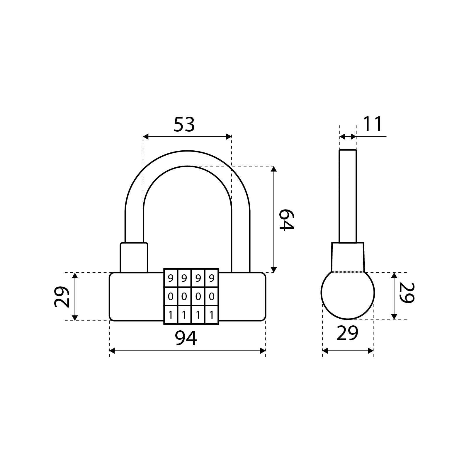 БУЛАТ ВС 944 кодовый красный d=12мм Замок навесной (24,6)