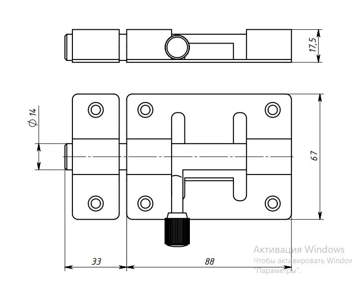 Засов Симеко ЗЩ 032 медь круглый (50)