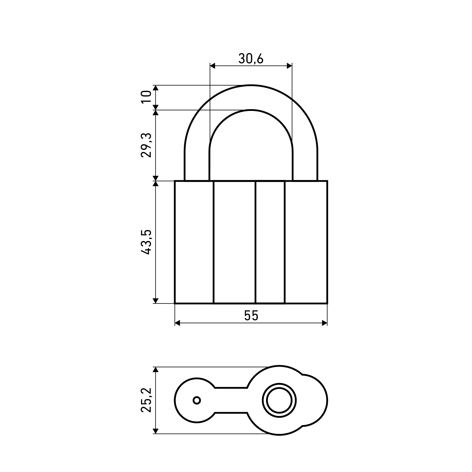 АЛЛЮР  ВС2-27КА тип1 с одной секретностью d10мм БЕЗ КЛЮЧЕЙ Замок навесной (72,6!!!)