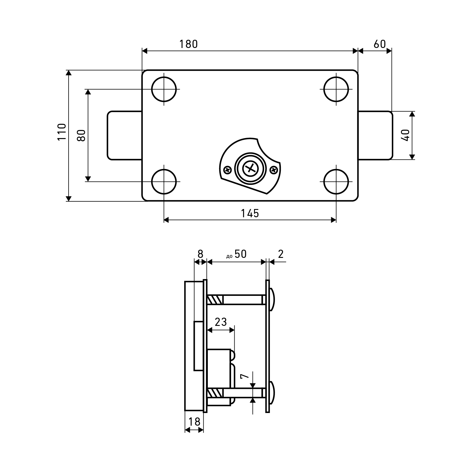 АЛЛЮР ЗНЦ крестов.ключ замок накладной тяж. (5)