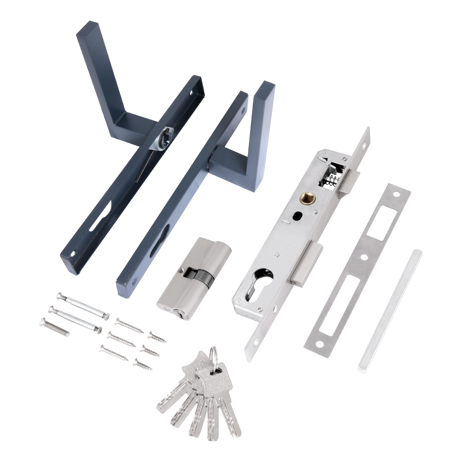 СТАНДАРТ 8520.01.7016 серый антрацит, ключ-ключ  Замок врезной с/руч  (20)