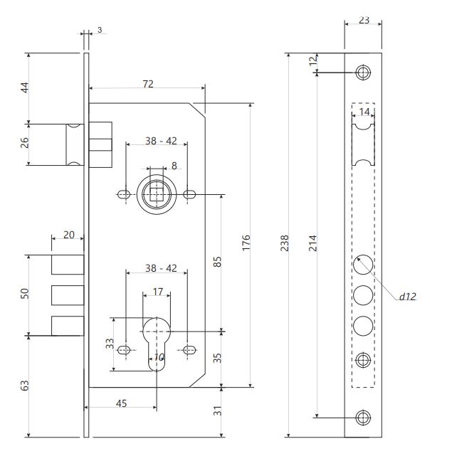 Апекс 2600-CR хром под ц/м б/о м/о 85 мм Замок врезной б/руч (30)