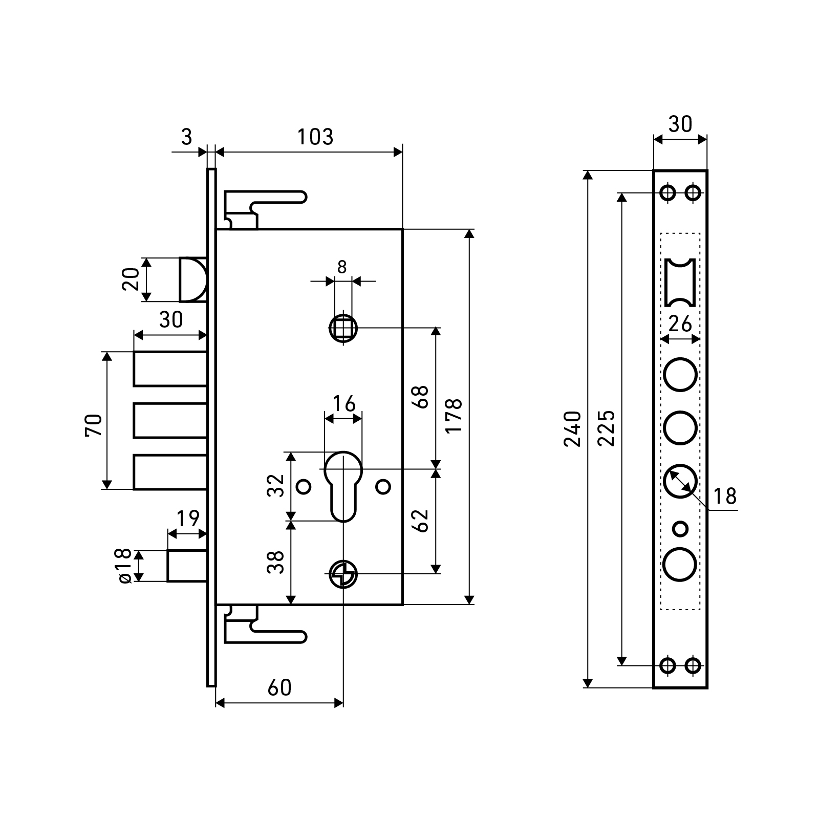 АЛЛЮР ЗВ1-08А-C AТМ-L левый автомат.без ц/мех.б/о для кит.металл.дверей Замок врезной б/руч (20)