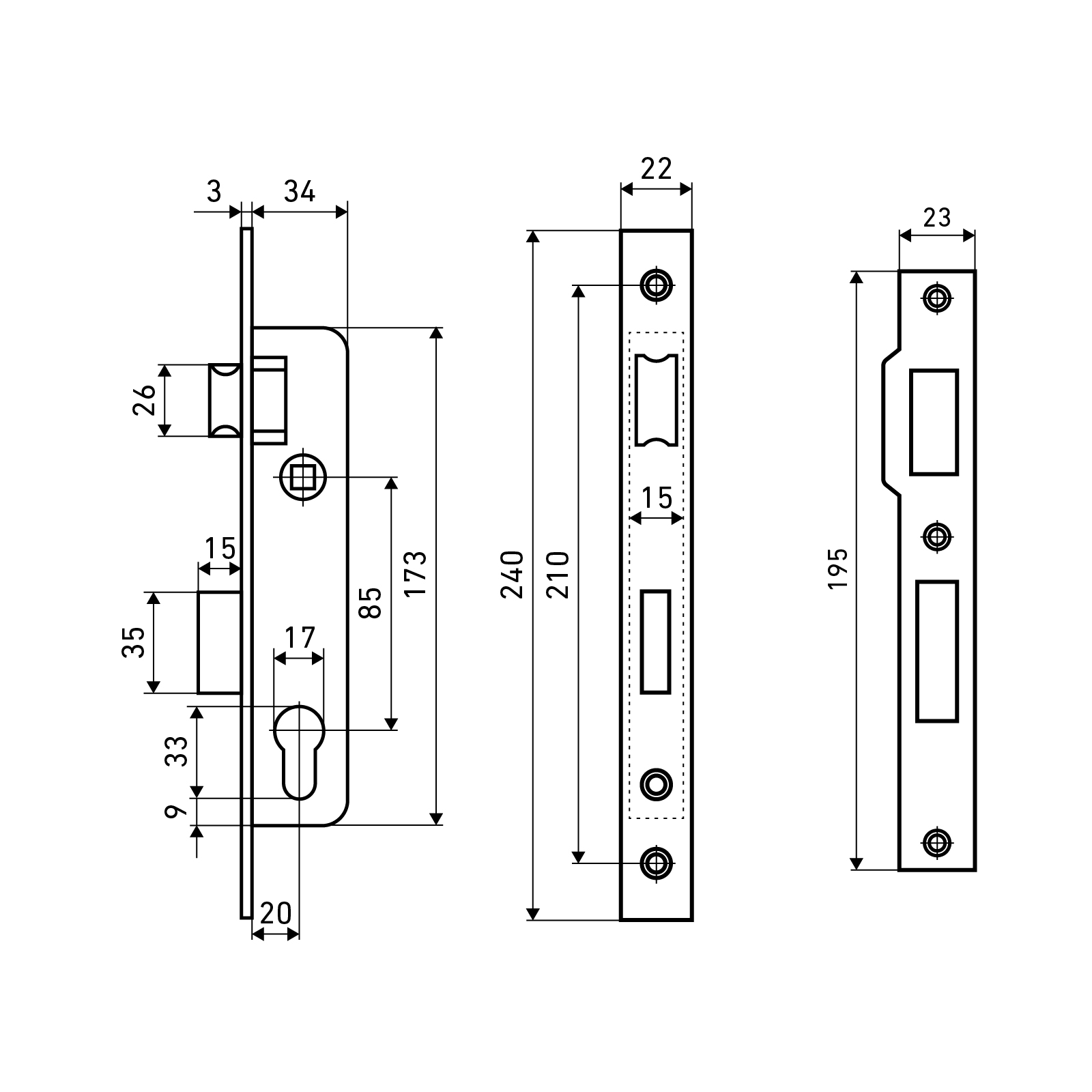 АЛЛЮР 7011-20 СР хром узкопроф с защ. б/мех.Замок врезной б/руч (30)