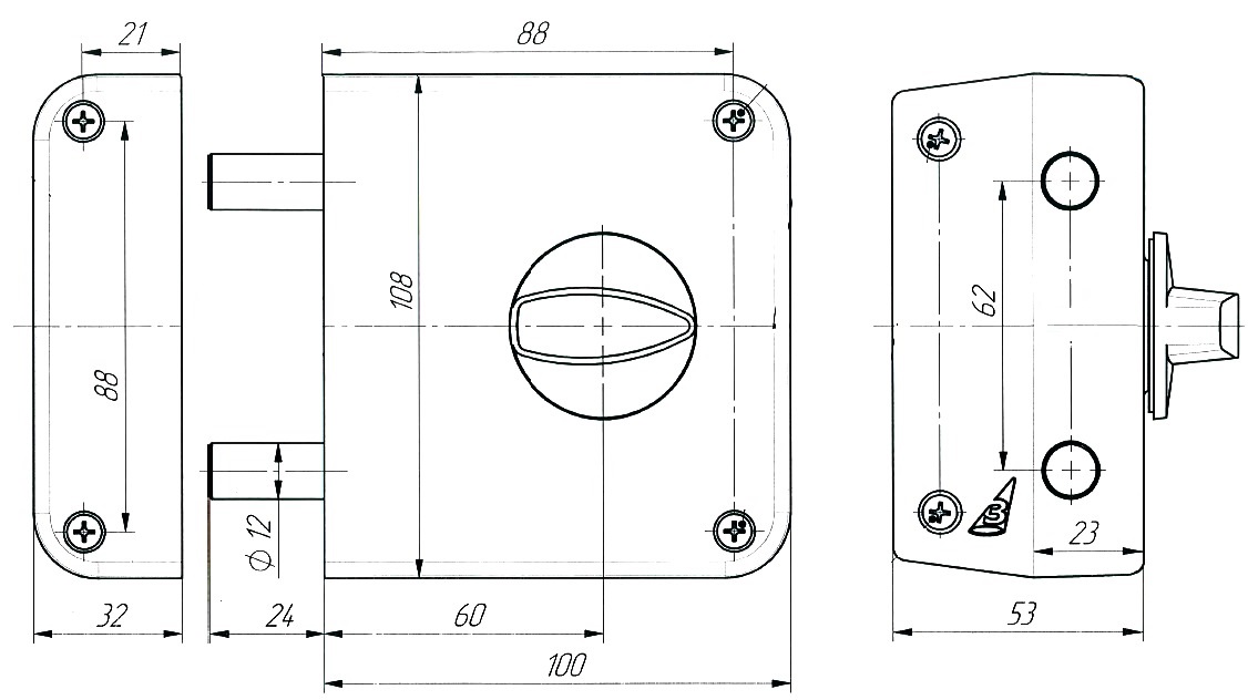 Д-град Зенит ЗН1-3-2 медь ( аналог Форт) Замок накладной (15)