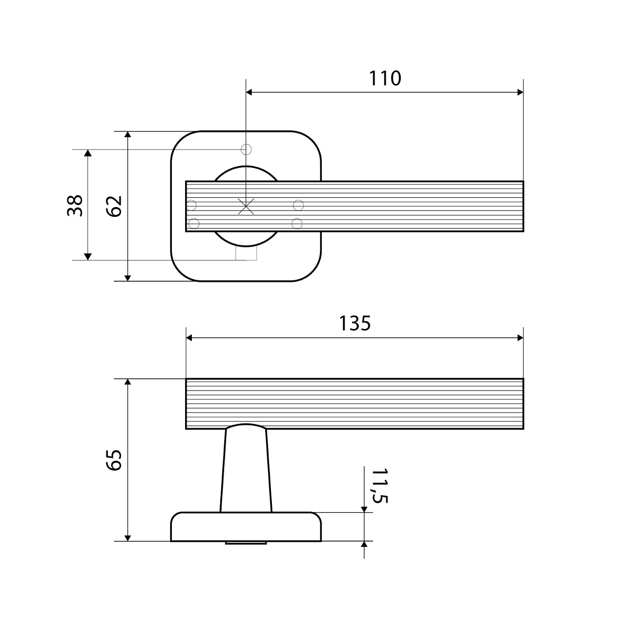 БУЛАТ РФ 04.02 ФОРТЕ  матовый черный Комплект ручек для металлических дверей (20)