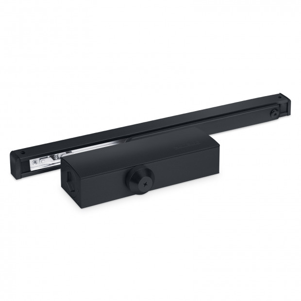 NOTEDO Доводчик дверной  DC-085 SL+HO BLACK черный со скользящей тягой, с фикс. до 80 кг (10)