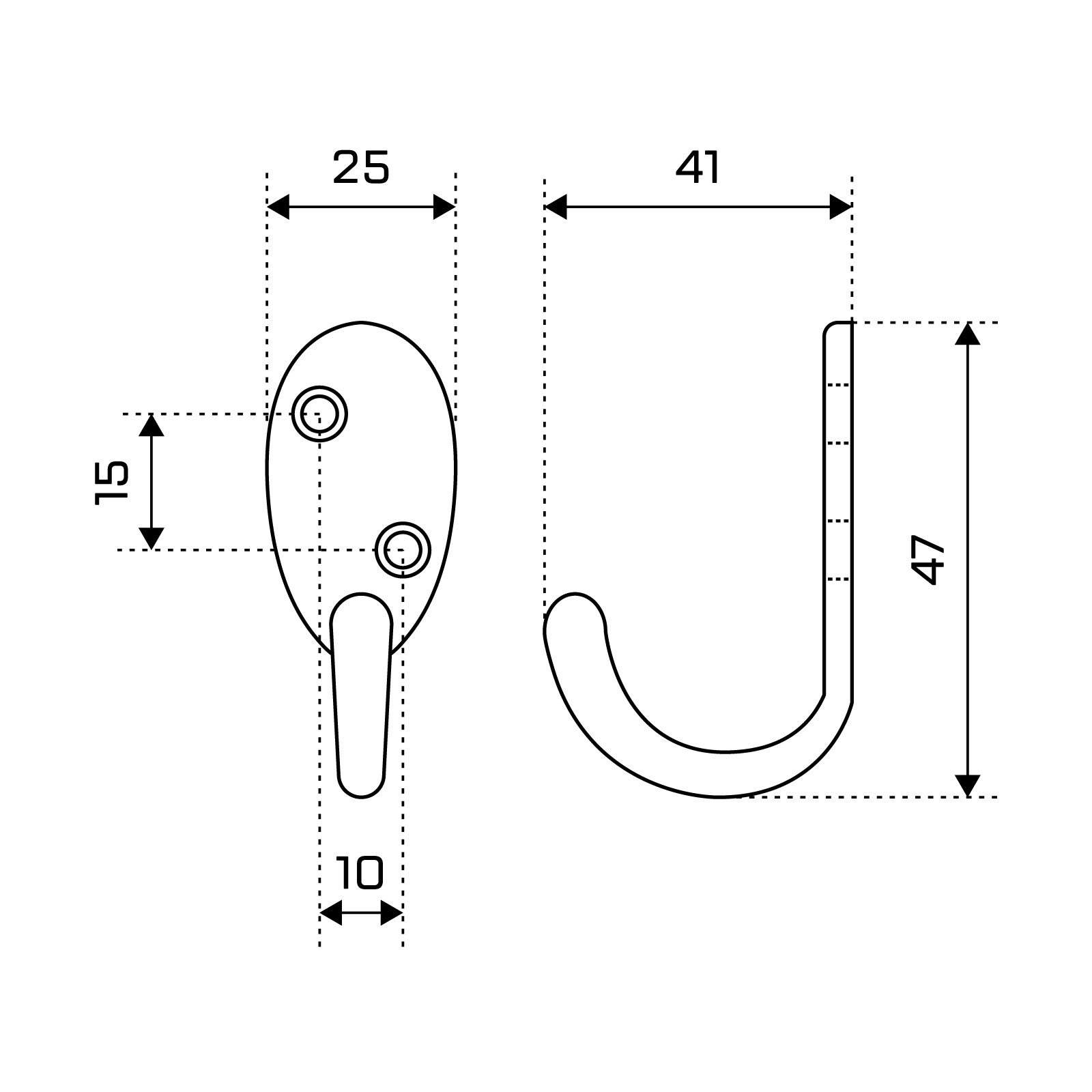 СТАНДАРТ 1089 SN мат. никель ЕВРОПАКЕТ 2шт. крючок-вешалка (600,50) (360,60)