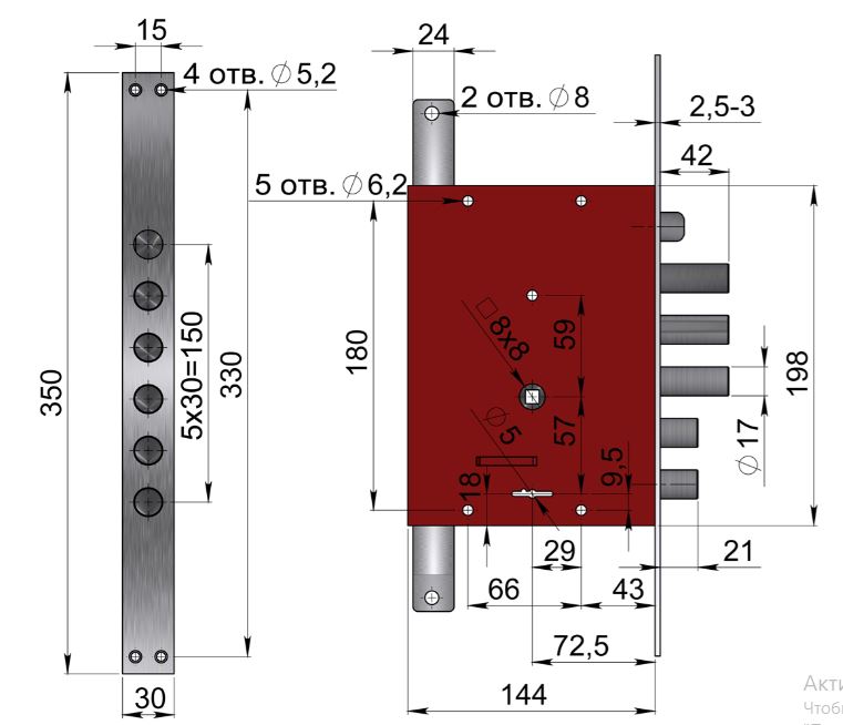 Герион "Конкурент Т" Правый с ручками с/т ЗЩ5кл Замок врезной тяж. (6)