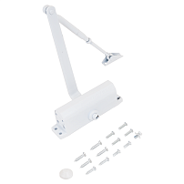 NOTEDO Доводчик дверной  DC-090-НО с фиксатором WHITE до 130 кг  белый  (10)