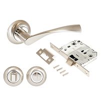 АЛЛЮР АРТ "ОСКАР" SN+L7050S SN+BK-R1 SN (1380/S7050) мат.никель Комплект ручка и защелка с фикс (20)