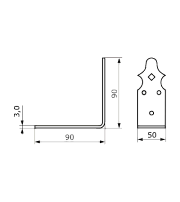 Домарт Уголок крепежный 90х90х50 кованый СУЗДАЛЬ черный (10) Домарт Уголок крепежный 90х90х50 кованый СУЗДАЛЬ черный (10)