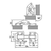 StahlBuro 104*44 (большая) А-8 (8-шарнирная) 2шт., хром. Петля мебельная без врезки (50) StahlBuro 104*44 (большая) А-8 (8-шарнирная) 2шт., хром. Петля мебельная без врезки (50)