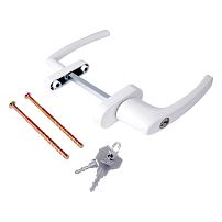 Ручка балкон.с кл.белая двухстор.узкая/обычная, NOVOLINE OPTIMA (Новолайн оптима) 9016 белая(30,40)