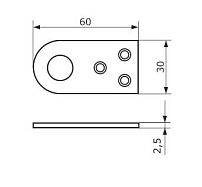 Домарт Проушина прямая 30*60  б/п  d 15мм (100) 