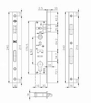 KALE 192/P 20mm W/B хром б/мех.секр м/о 92мм Замок врезной б/руч (30)