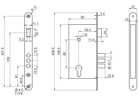Рязань ЗВ 4-3 латунь 78102 м/о 85мм Замок врезной с/руч (12)