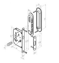 Ручки с замком для раздвижных дверей RENZ (TIXX) никель мат. SDH-BK 501 SN (50) (30)