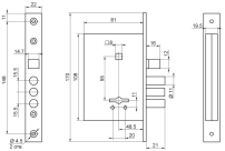 Рязань ЗВ 9-6/13 латунь б/о 77312 м/о 55мм Замок врезной с/руч (9)