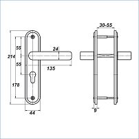 Балашиха НР 0901 для замков ЗВ4 401 /ЗВ4 402 сереб. антик м/о 55мм Комплект ручек (20)