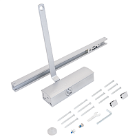 NOTEDO Доводчик дверной  DC-075 SL+HO SILVER со скользящей тягой, с фикс. до 60 кг серебро (10)