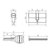 АЛЛЮР HD F 60-5К BP (30x30) латунь перф.кл Цилиндровый механизм (50,10)