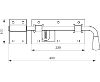 Засов Домарт гаражный с проушиной 400 мм мод.2 медь антик. (5) 