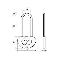 АЛЛЮР сувенирный "СЕРДЕЧКО" латунь 2 декоративных ключа Замок навесной (120,20)