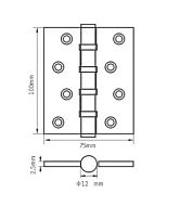 RENZ 100-4BB FH SN 4 подш мат никель 100*75 Петля дверная 2 шт (50;1!!!)