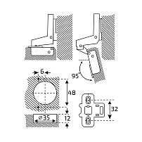 StahlBuro 1111 Clip-On 2 шт., хром. Петля мебельная внутренняя с доводчиком (50) StahlBuro 1111 Clip-On 2 шт., хром. Петля мебельная внутренняя с доводчиком (50)