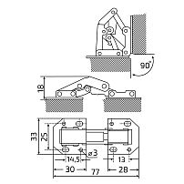 StahlBuro 78*33 (малая) А-8 (8-шарнирная) 2шт., хром. Петля мебельная без врезки (125) StahlBuro 78*33 (малая) А-8 (8-шарнирная) 2шт., хром. Петля мебельная без врезки (125)