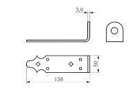 Домарт Проушина воротная 150х50х50 d 20мм кованая серия Суздаль черн. (10)