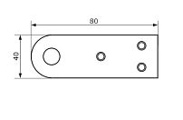 Домарт Проушина усиленная прямая 80*40 (толщ. 5мм)  черная  d 15мм (50) 