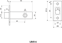Задвижка АЛЛЮР АРТ LB45-6 MBN графит 6мм без ручек (100)