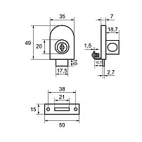 СТАНДАРТ 806 на 1 стекло замок мебельный (200,10)