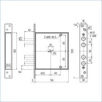 Балашиха ЗВ8 141.0.0 б/о 4 ригелей  d16 Замок врезной тяж (10)