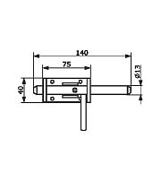Засов Домарт воротный с проушиной (75) 140мм черный d-13мм (10)