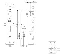 KALE 155 20mm W/B латунь с/накл. б/мех.секр. Замок врезной б/руч (30)