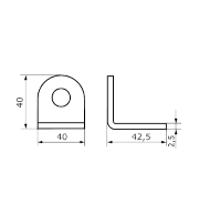 Домарт Проушина угловая 40*80  (толщ. 2.5 мм) сер.мет. (100) 
