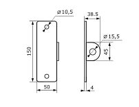 Домарт Проушина гаражная 50*150 (толщ.4мм) черный d 15мм (10)